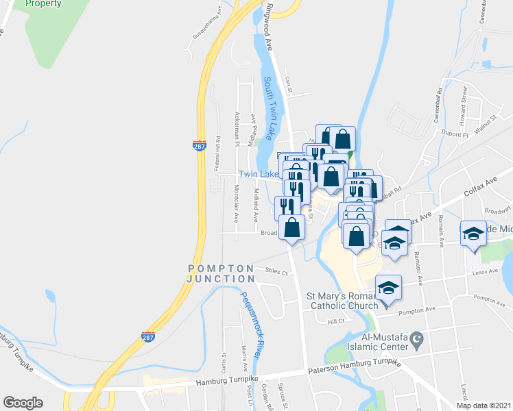 map of restaurants, bars, coffee shops, grocery stores, and more near 436 Midland Avenue in Pompton Lakes
