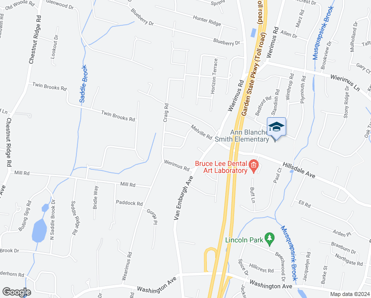 map of restaurants, bars, coffee shops, grocery stores, and more near 38 Douglas Drive in Hillsdale