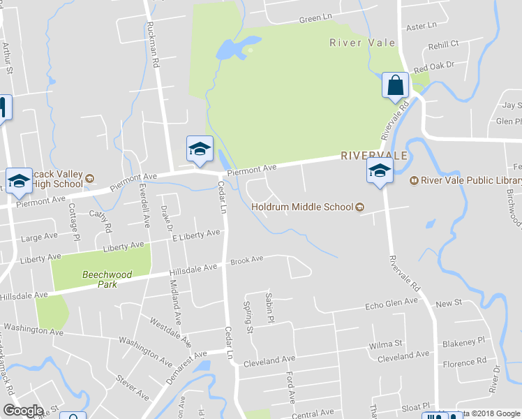 map of restaurants, bars, coffee shops, grocery stores, and more near 118 Holiday Lane in River Vale