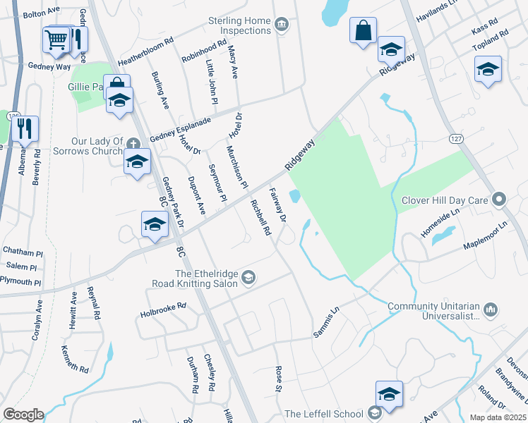 map of restaurants, bars, coffee shops, grocery stores, and more near 10 Richbell Road in White Plains