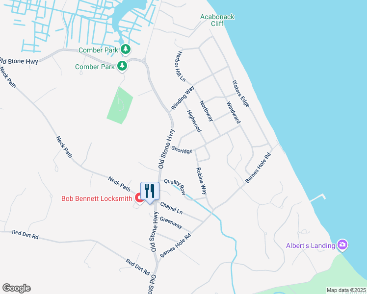 map of restaurants, bars, coffee shops, grocery stores, and more near 4 Shadow Lane in East Hampton