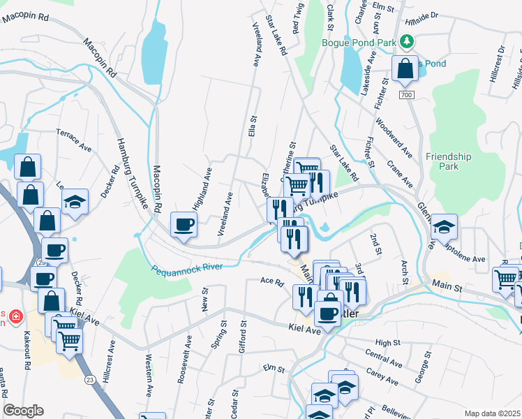 map of restaurants, bars, coffee shops, grocery stores, and more near 2 Catherine Street in Bloomingdale