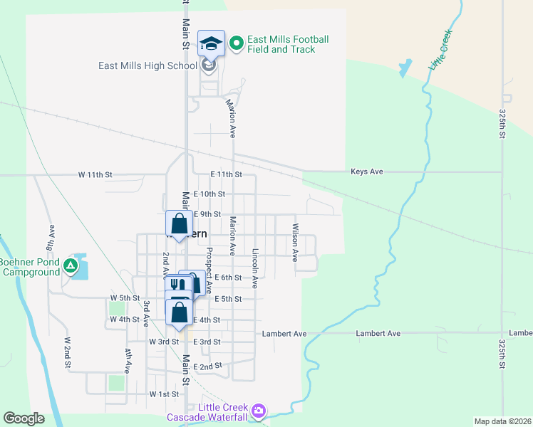map of restaurants, bars, coffee shops, grocery stores, and more near 409 East 9th Street in Malvern