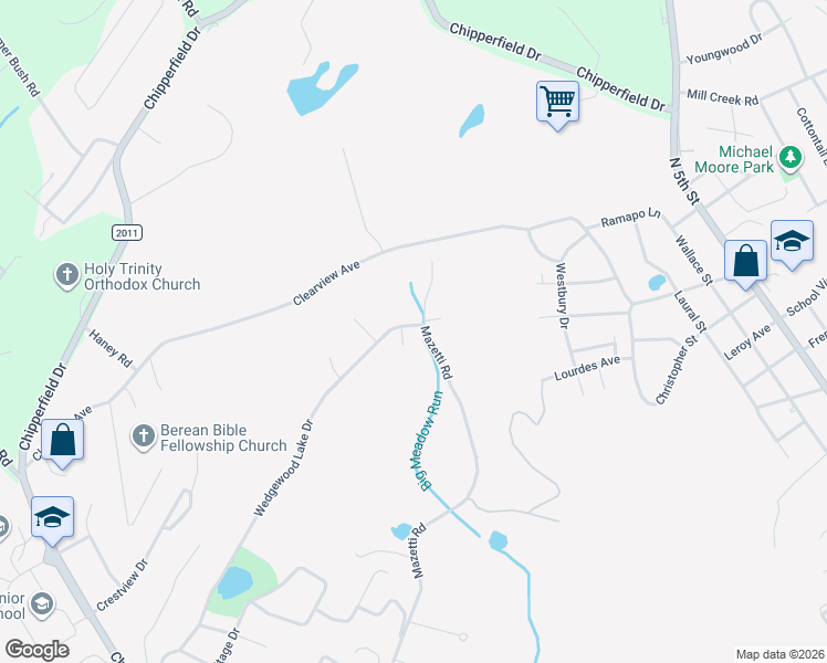 map of restaurants, bars, coffee shops, grocery stores, and more near 1196 Mazetti Road in Stroudsburg