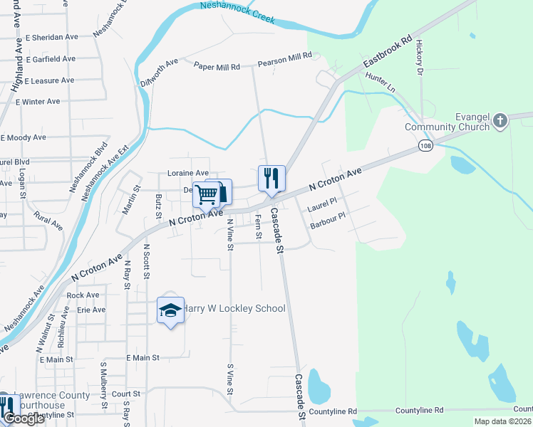 map of restaurants, bars, coffee shops, grocery stores, and more near 420 Fern Street in New Castle