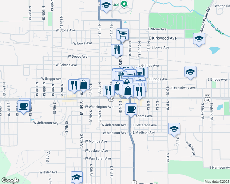 map of restaurants, bars, coffee shops, grocery stores, and more near in Fairfield