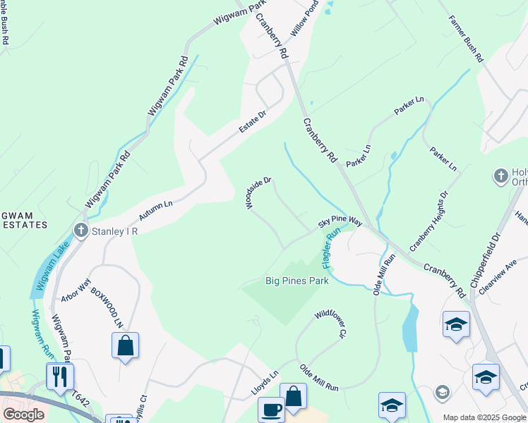 map of restaurants, bars, coffee shops, grocery stores, and more near 4479 Woodside Drive in East Stroudsburg