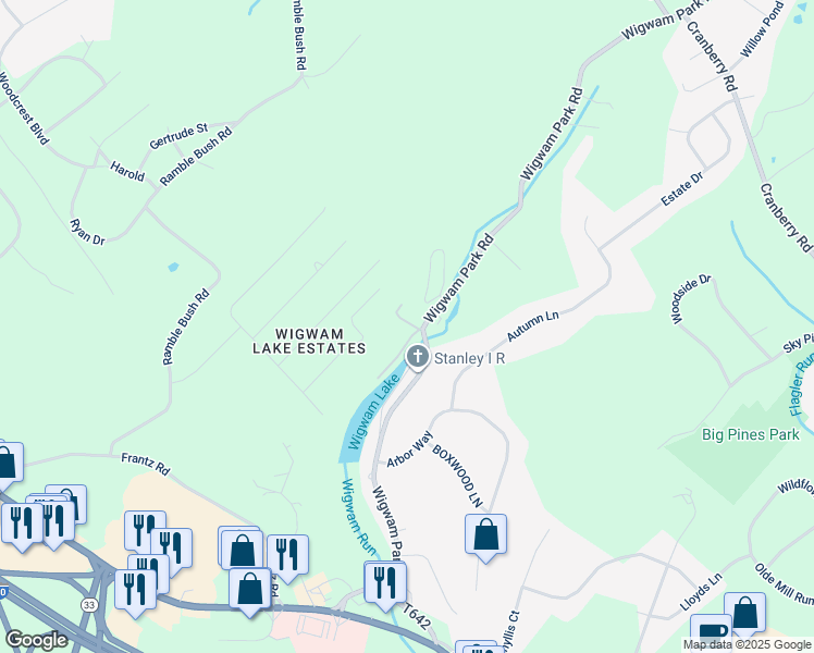 map of restaurants, bars, coffee shops, grocery stores, and more near 303 Blue Heron Road in Stroudsburg