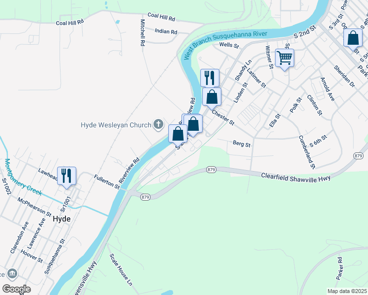 map of restaurants, bars, coffee shops, grocery stores, and more near 1222 South 2nd Street in Clearfield