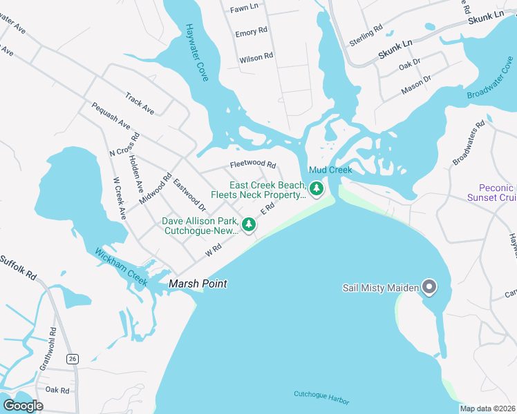 map of restaurants, bars, coffee shops, grocery stores, and more near 295 East Road in Cutchogue