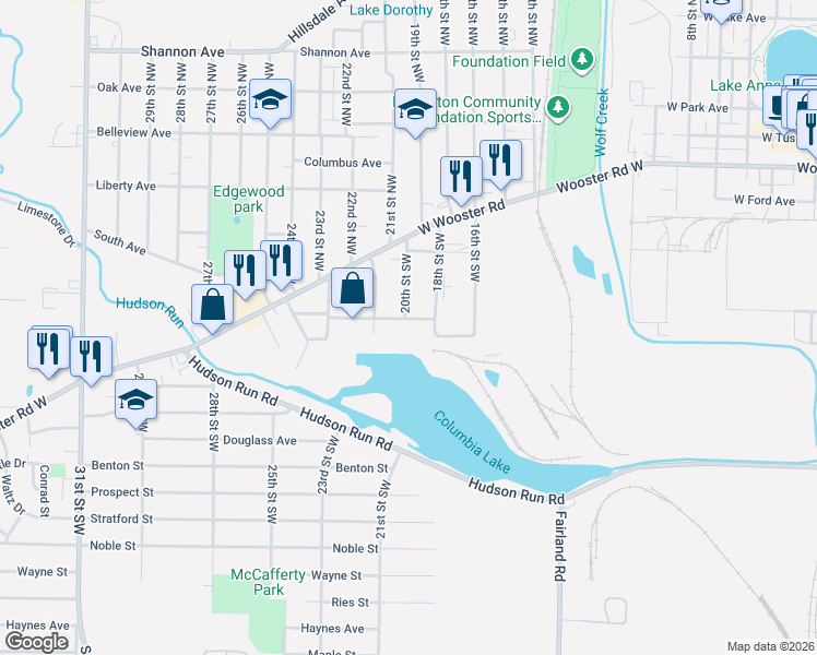 map of restaurants, bars, coffee shops, grocery stores, and more near 984 Northview Avenue in Barberton