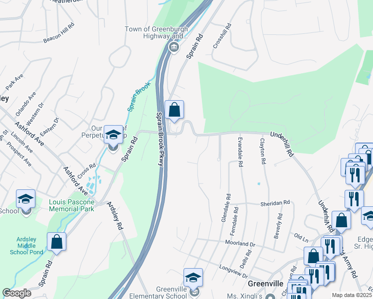 map of restaurants, bars, coffee shops, grocery stores, and more near 12 Hearthstone Circle in Scarsdale