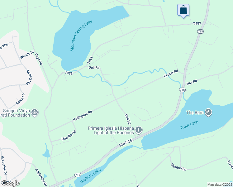 map of restaurants, bars, coffee shops, grocery stores, and more near 174 Doll Road in Stroudsburg