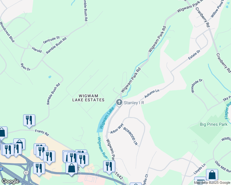 map of restaurants, bars, coffee shops, grocery stores, and more near 303 Blue Heron Road in Stroudsburg