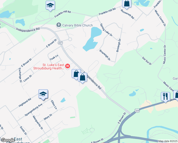map of restaurants, bars, coffee shops, grocery stores, and more near 698 Smithfield Court in East Stroudsburg