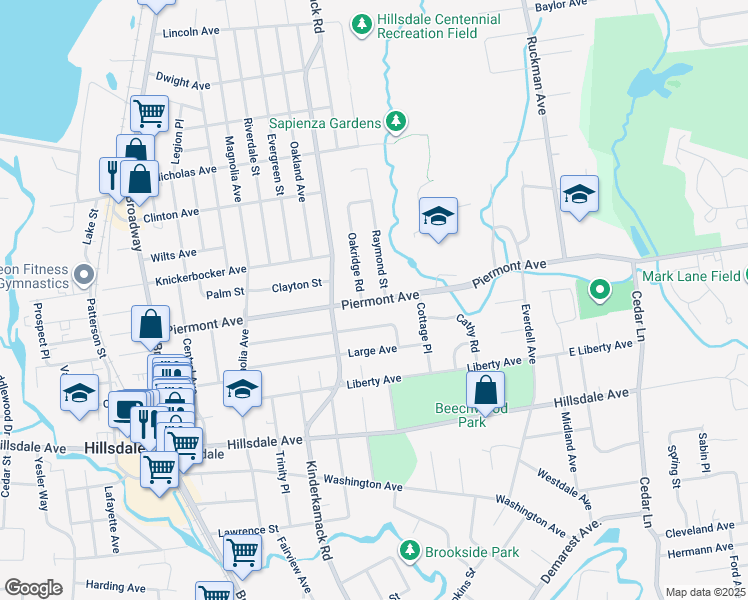 map of restaurants, bars, coffee shops, grocery stores, and more near 284 Piermont Avenue in Hillsdale