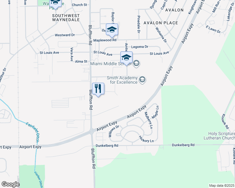 map of restaurants, bars, coffee shops, grocery stores, and more near 2080 Lincolnway Ct in Fort Wayne