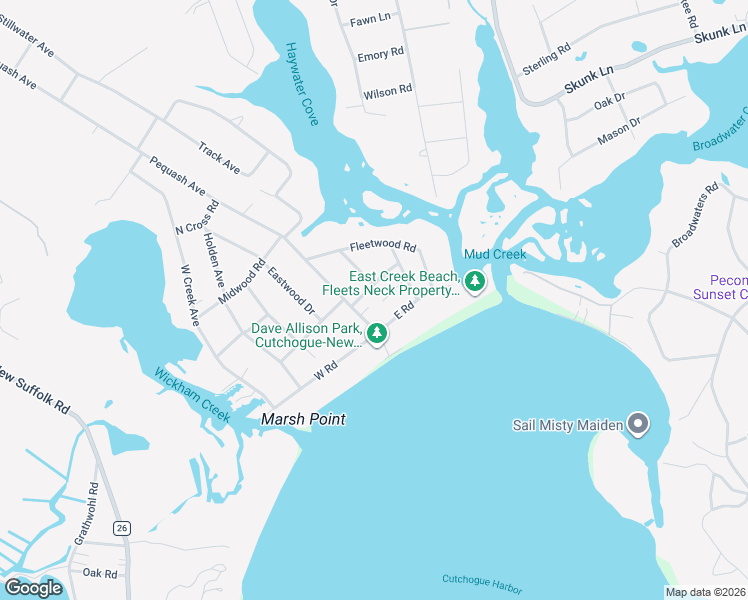 map of restaurants, bars, coffee shops, grocery stores, and more near 295 East Road in Cutchogue