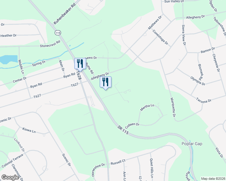map of restaurants, bars, coffee shops, grocery stores, and more near 4 McCormick Lane in Blakeslee