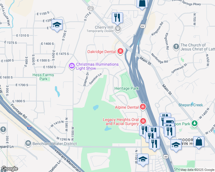 map of restaurants, bars, coffee shops, grocery stores, and more near 1668 Sweetwater Lane in Farmington