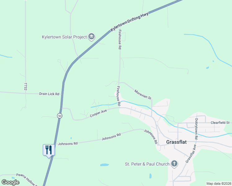 map of restaurants, bars, coffee shops, grocery stores, and more near 59 Firehouse Road in Grassflat