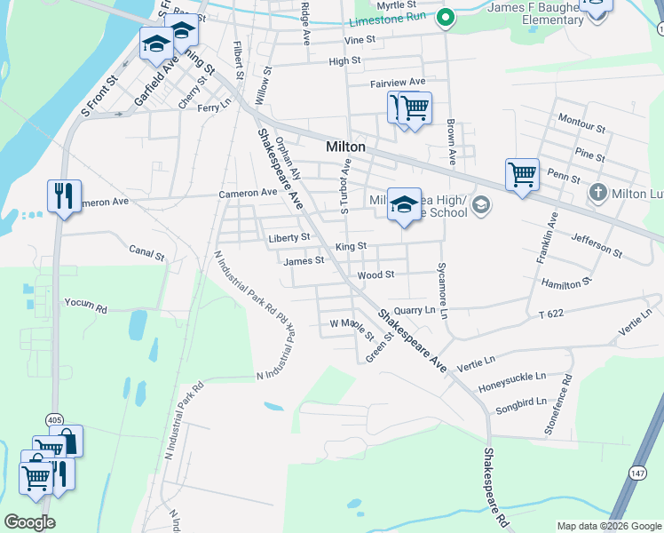 map of restaurants, bars, coffee shops, grocery stores, and more near 100-148 Dougal Street in Milton