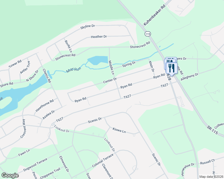 map of restaurants, bars, coffee shops, grocery stores, and more near 47 Stonecrest Road in Blakeslee