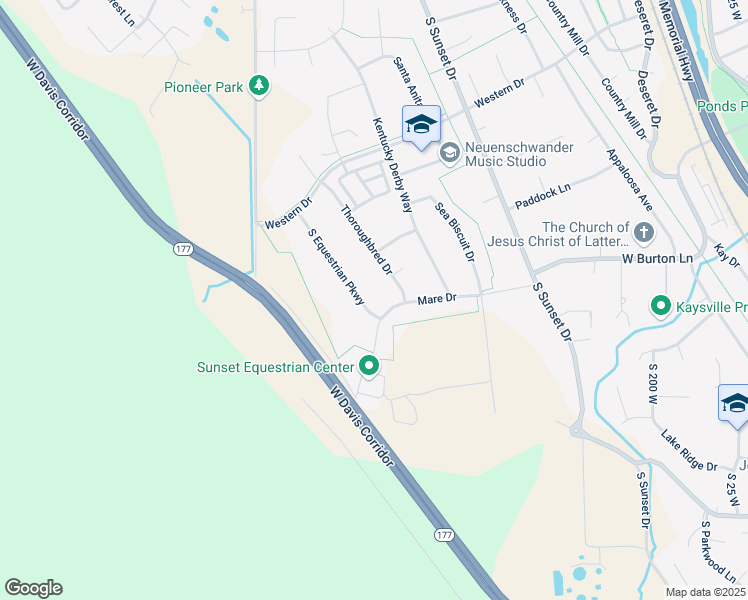 map of restaurants, bars, coffee shops, grocery stores, and more near 1578 Thoroughbred Drive in Kaysville