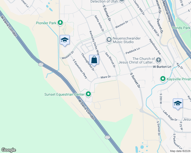 map of restaurants, bars, coffee shops, grocery stores, and more near 721 Filly Court in Kaysville