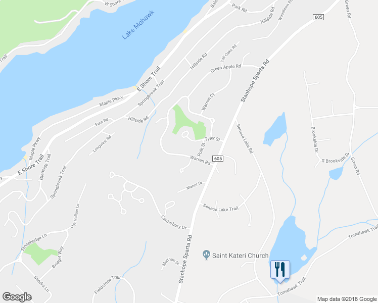 map of restaurants, bars, coffee shops, grocery stores, and more near 21 Warren Road in Sparta Township