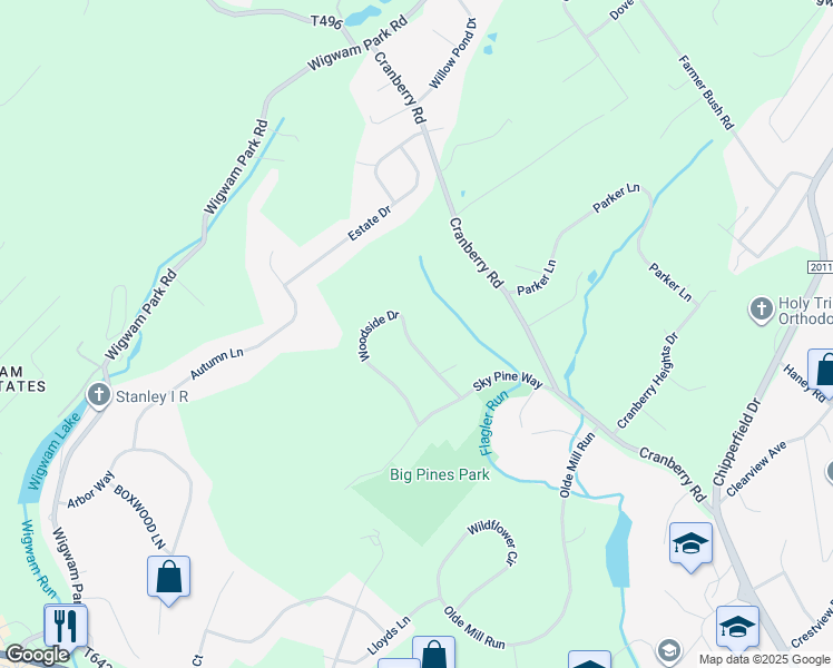 map of restaurants, bars, coffee shops, grocery stores, and more near 4432 Woodside Drive in East Stroudsburg