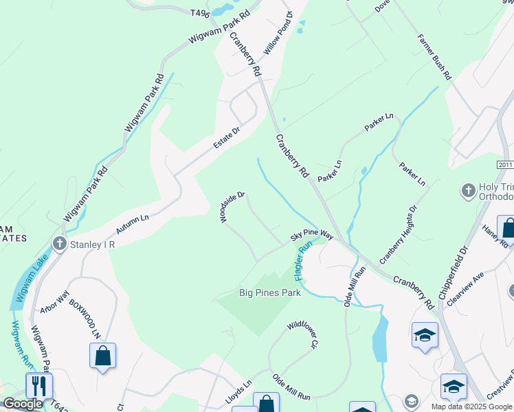 map of restaurants, bars, coffee shops, grocery stores, and more near 4432 Woodside Drive in East Stroudsburg