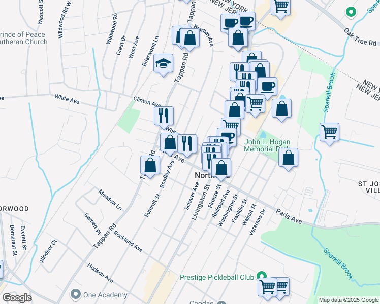 map of restaurants, bars, coffee shops, grocery stores, and more near 306 Congers Avenue in Northvale