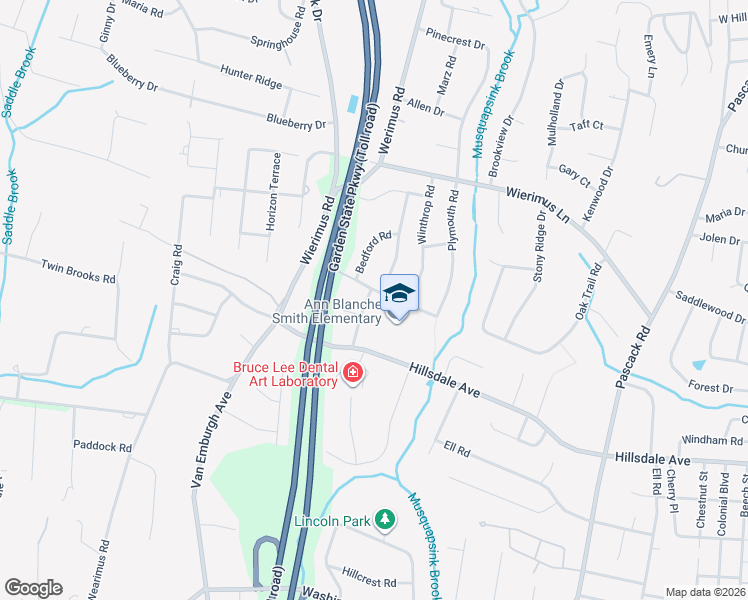 map of restaurants, bars, coffee shops, grocery stores, and more near 93 Standish Road in Hillsdale