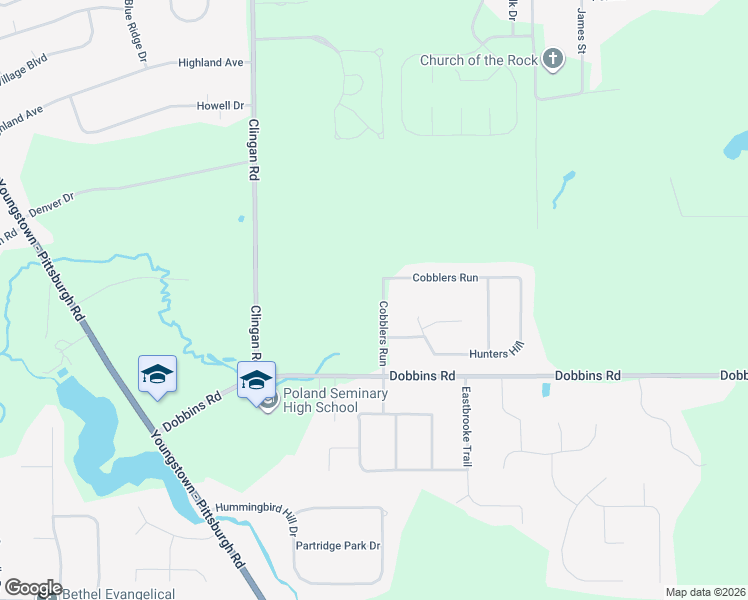 map of restaurants, bars, coffee shops, grocery stores, and more near 7554 Cobblers Run in Youngstown