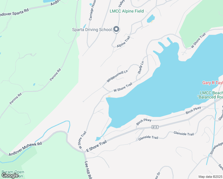 map of restaurants, bars, coffee shops, grocery stores, and more near 725 West Shore Trail in Sparta