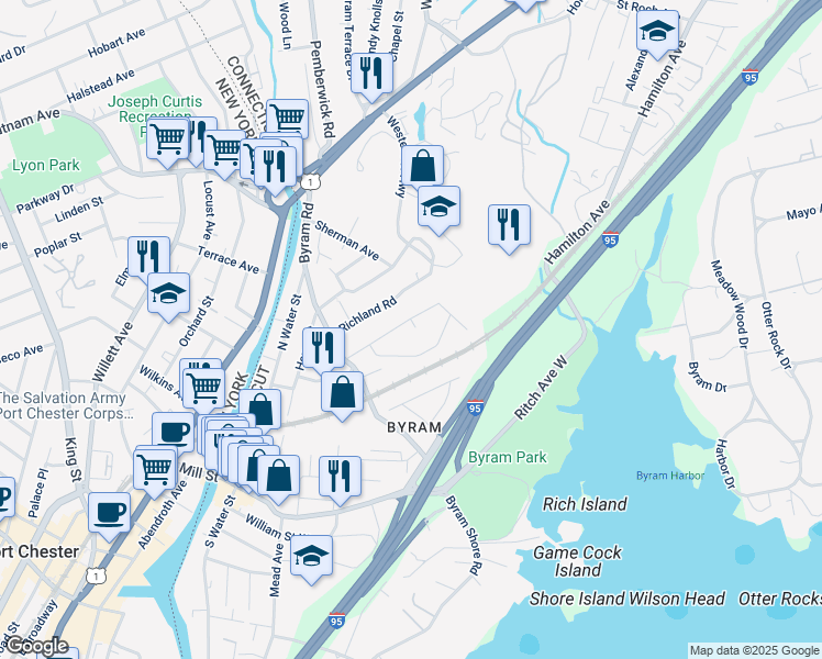 map of restaurants, bars, coffee shops, grocery stores, and more near 26 High Street in Greenwich