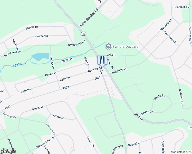 map of restaurants, bars, coffee shops, grocery stores, and more near 707 Mountain Road in Albrightsville