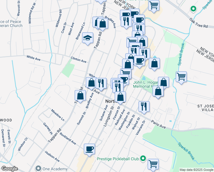 map of restaurants, bars, coffee shops, grocery stores, and more near 326 White Avenue in Northvale
