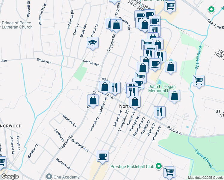 map of restaurants, bars, coffee shops, grocery stores, and more near 306 Bradley Avenue in Northvale