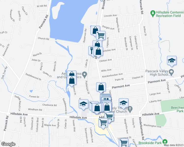 map of restaurants, bars, coffee shops, grocery stores, and more near 31 Colonial Village Dr in Hillsdale