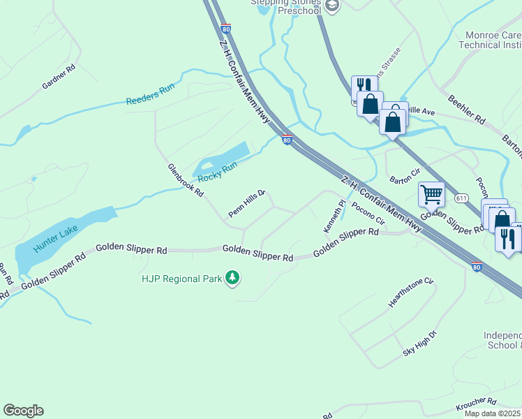 map of restaurants, bars, coffee shops, grocery stores, and more near 2621 Fernwood Avenue in Monroe County