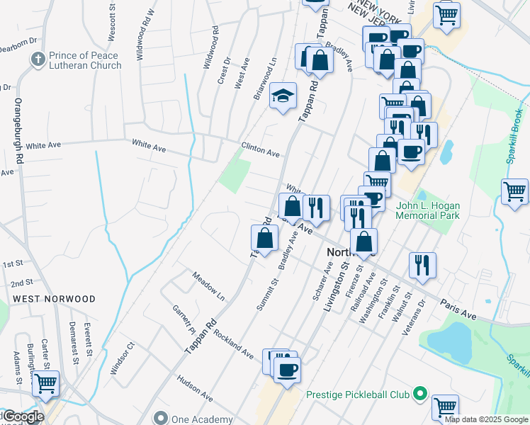 map of restaurants, bars, coffee shops, grocery stores, and more near in Northvale
