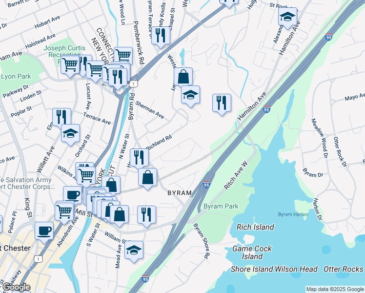 map of restaurants, bars, coffee shops, grocery stores, and more near 37 High Street in Greenwich