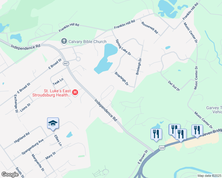 map of restaurants, bars, coffee shops, grocery stores, and more near 648-698 Smithfield Ct in East Stroudsburg