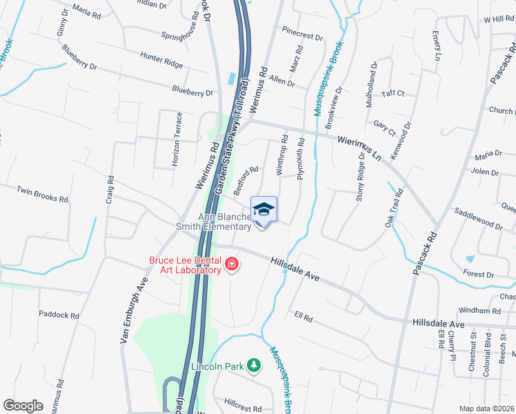 map of restaurants, bars, coffee shops, grocery stores, and more near 93 Standish Road in Hillsdale
