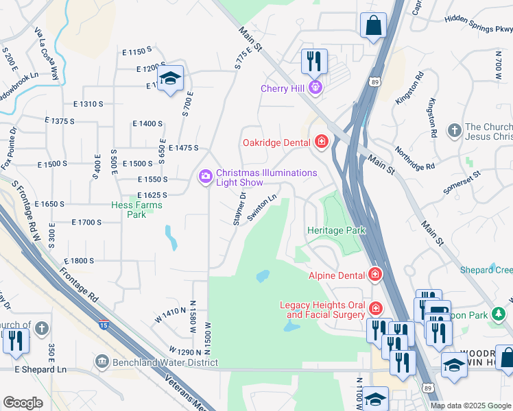 map of restaurants, bars, coffee shops, grocery stores, and more near 1366 Swinton Lane in Farmington
