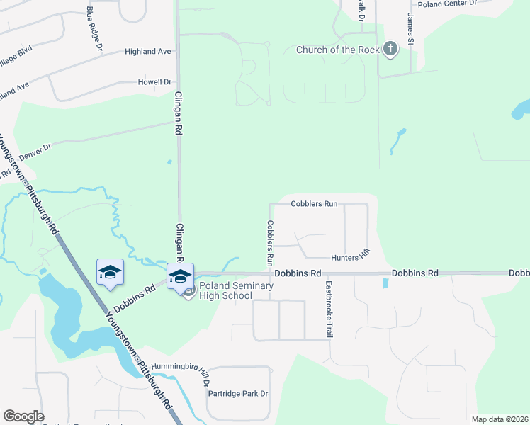 map of restaurants, bars, coffee shops, grocery stores, and more near 7554 Cobblers Run in Youngstown