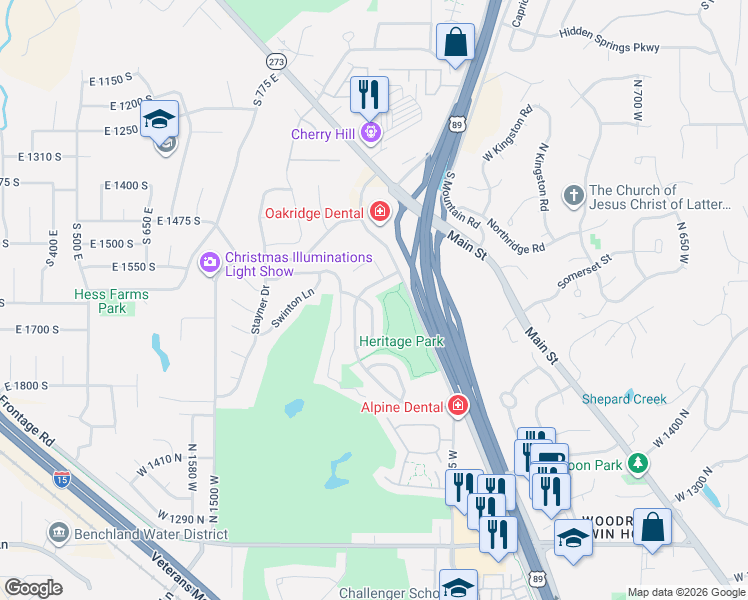map of restaurants, bars, coffee shops, grocery stores, and more near 1702 Oakridge Park Drive in Farmington