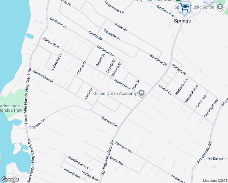 map of restaurants, bars, coffee shops, grocery stores, and more near 12 President Street in East Hampton
